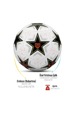 Telvesse 3lü Set Futbol Topu Tekmelik Şampiyonlar Ligi Pompalı Sert Zemin Halı Saha Futbol Topu No:5 Siyah