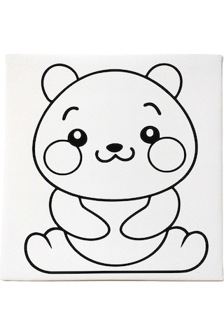 Hayal Sepeti Sevimli Panda Resimli Tuval 20 X 20 6lı Boya, Fırça Boyama Seti