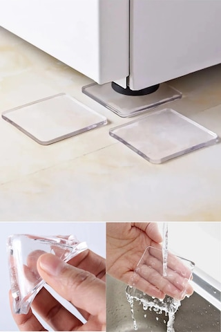 4 Adet Silikon Şeffaf Zemin Koruyucu Kaydırmaz Dayanıklı Ped Halı Kayma Önleyici