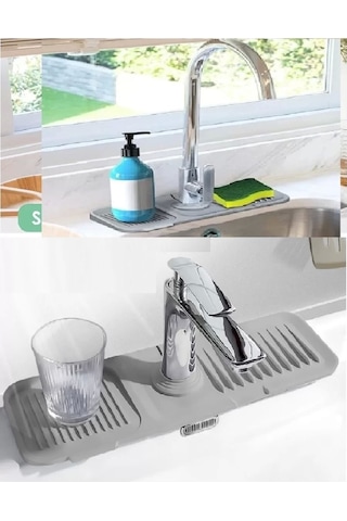 Elastik Mutfak Banyo Musluk Matı Düzenleyici Kaydırmaz Taban Organizer Lavabo Kenar Matı Renkli
