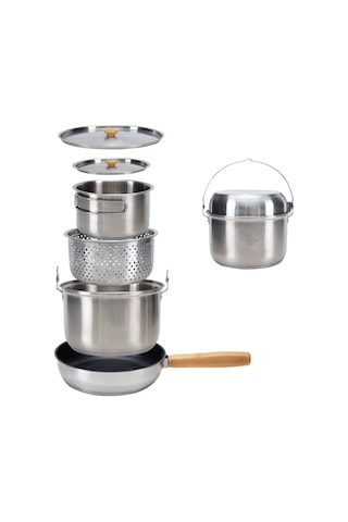Kingcamp Cookware Set Paslanmaz Çelik Kamp Tencere Seti Gri