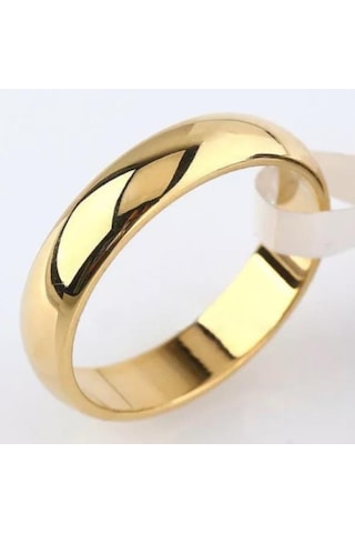 8 Mm Geniş Bombeli Çelik Alyans Çifti Söz Yüzüğü Sarı Cl13 Gümüş