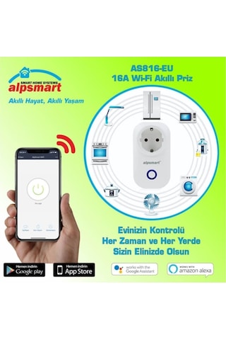Alpsmart As816eu Akıllı Wifi Priz - Zaman Ayarlı 16a 55894706