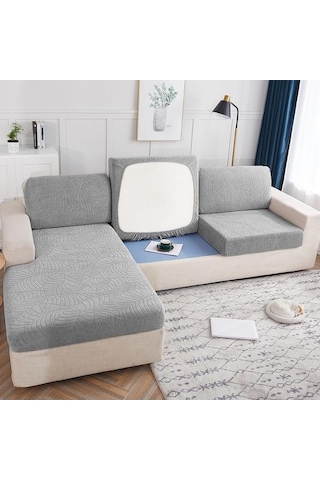 Novahub Koyu Gri Su Geçirmez Kanepe Koltuk Örtüsü - Oturma Odası İçin Jakarlı Şezlong Kapakları Koyu Gri