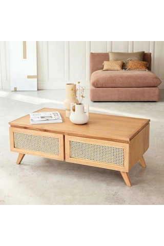 Nova Masif & Rattan Orta Sehpa Naturel