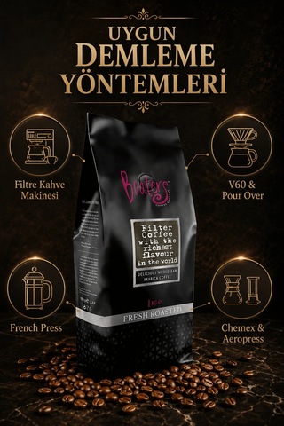 Boaters Öğütülmüş Filtre Kahve 1 KG Medium-Dark Kavrum