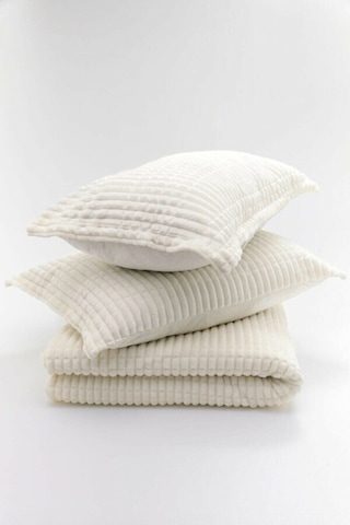 Merinos Modern Line 3 Parça Yatak Örtüsü Battaniye Seti Kemik
