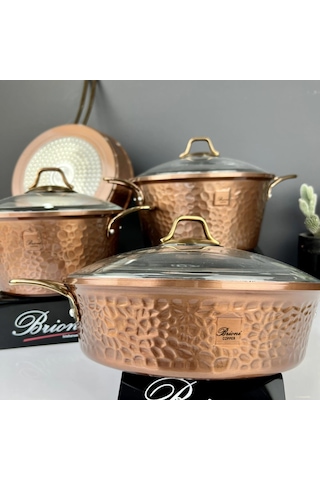 Brioni Copper 7 Parça Tencere Takımı Bakır Cp-11101