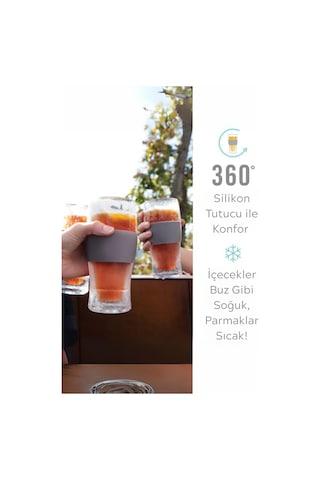 Çift Cidarlı 470 Ml Dondurulabilir Soğuk İçim Meşrubat Bira Kokteyl Buzluk Bardak Mıt1345 Şeffaf