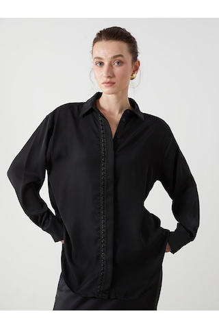 Lcwaıkıkı Classic Siyah Oversize Aerobin Kadın Gömlek Tunik