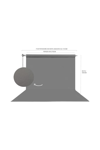 Hs Stüdyo Teknik 270x580cm Gri Fon Perde Seti