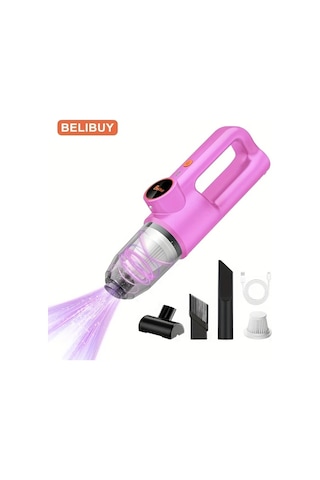 Fochsia Belıbuy Kablosuz Taşınabilir El Süpürgesi Pembe 2 Çekirdek Hafif Led Işıklı 3kpa Emiş 2000mah Şarjlı Ev Ofis Araç Temizliği