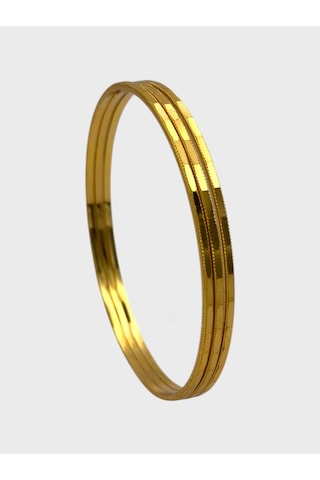 Arnes Jewelry Çelik 22 Ayar Altın Kaplama Desenli Ajda Bilezik - 3 Adet 20 Cm Ar627nes Gold