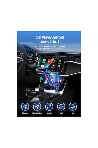 P80, 2'si 1 Arada Kablosuz Carplay Ve Android Auto Adaptörü - Kablolu Bağlantıyı Kablosuza Çevirci Diğer
