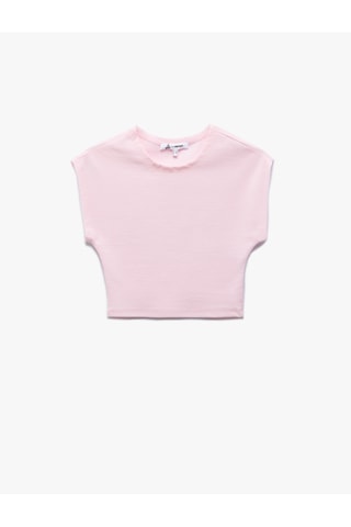 Koton Bisiklet Yaka Kolsuz Modal Karışımlı Slim Fit Crop Kadın Tişört Pembe 5sal10053ık Gül