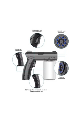 Shopytech 280 Ml Nano Mavi Işıklı Şarjlı Sprey Tabancası Kablosuz Atomizer İnce Sis & 1 1.5 M Menz