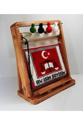 100tel Avukat İsim Motifli El Dokuması Hediyelik Minyatür Halı Çok Renkli