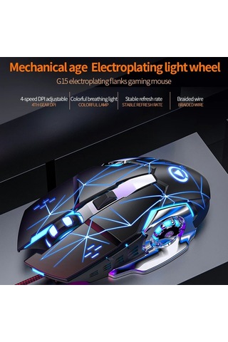 Cbtx Yındıao G15 Ayarlanabilir DPI 6 Tuşlu USB Kablolu Mekanik Oyuncu Mouse