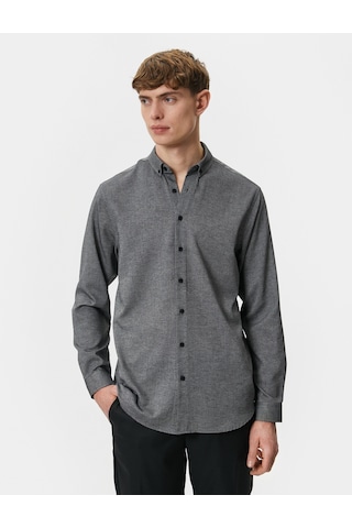 Koton Slim Fit Gömlek Klasik Yaka Uzun Kollu Düğmeli Antrasit 4sam60023hw Antrasit