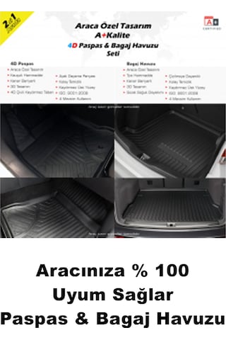 Peugeot 3008 Üst 2016+2023 Araca Özel Lüx 3d Paspas Ve Bagaj Havuzu