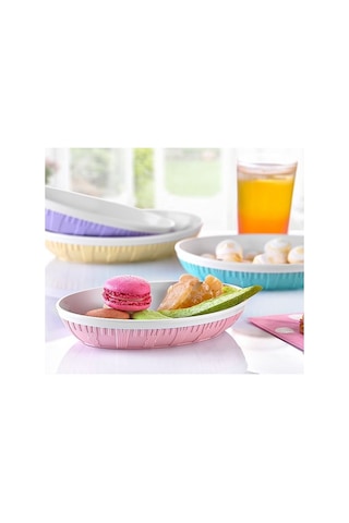 Motifli Oval Kayık Tabak Salatalık Çerezlik Taba 16.7x23.3x4.2 Cm N11.194