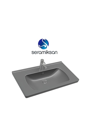 Seramiksan Saturn A142021K Etajer Uyumlu Lavabo Mat Antrasit 80 CM