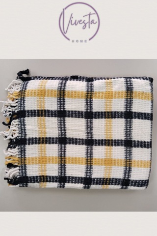 Yumuşacık Scotch Battaniye 150 200 Cm Sıcak, Şık Ve Konforlu Tasarım Sarı - Siyah