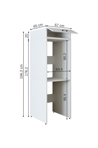 Banyo Dolabı 196,2 X 67 Cm Çamaşır Ve Kurutma Makinesi Dolabı Byz Mat Beyaz