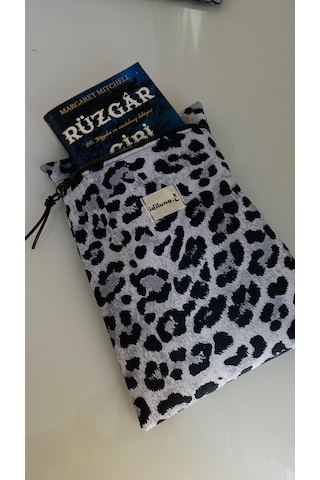 İdiluna Siyah Gri Leopar Desenli Kitap Kılıfı