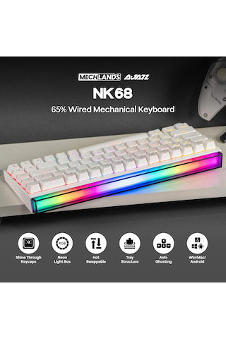 Rgb Işıklı Gaming Oyuncu Klavyesi - Kompakt Kablolu Mekanik Hisli Klavye, Renkli Led Aydınlatmalı, Türkçe Q Klavye