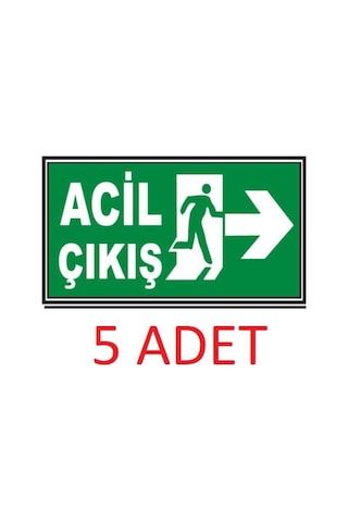 5 Adet Fosforlu Acil Çıkış Levhası - Fotolümenli - Sağ Yön