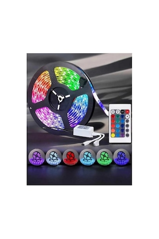 Wn-1161 Şerit Led 5 Metre Rgb Led Işık Uzaktan Kumandalı Tak Çalıştır 3 Çipli İç Mekan Led Çok Renkli