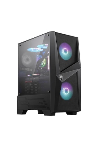 MSI Mag Forge 100R Temperli Cam 2 x 120 MM ARGB Fanlı ATX Oyuncu Bilgisayar Kasası Siyah