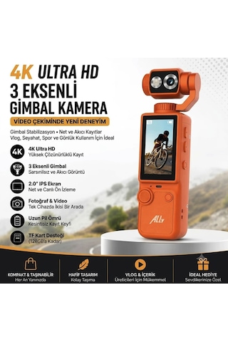 Hdr Destekli 4k Gimbal Aksiyon Kamera Titreşim Engelleme Yüz Takip Özellikli Youtuber Kamera
