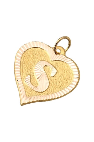 0.25 Gram 14 Ayar S Harfi Kalp Kolye Ucu