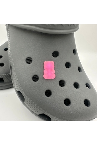 Crocs Terlik Süsü Ve Aksesuarı , Çanta Süsü Jibbitz Hribo Ayıcık Şeffaf Alt 06 Görsel Figür Aksesuar Neon Fuşya