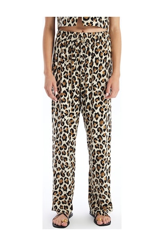 Lcw Limited Kahverengi Standart Fit Leopar Desenli Kadın Pantolon