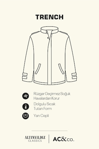 AC&Co / Altınyıldız Classics Erkek Vızon Standart Fit Normal Kesim Kapüşonlu Dik Yaka Trençkot Vizon