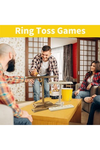 Ximistore9 Orta Boy 30cm Karbonize Ahşap Halka Atma Oyunu - Çift Kişilik Masa Oyunu - El-göz Koordinasyonunu Geliştirir