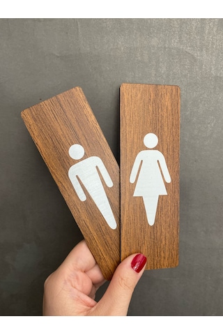 Ceviz Mdf Serisi Wc Kadın&erkek Set Yönlendirme Levhası
