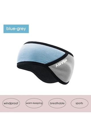 Primepickings Mavi Gri Rüzgar Korumalı Unisex Kulaklık Koşu Kayak Bisiklet Mavi Gri