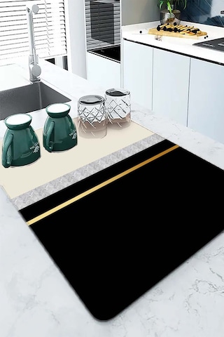 Siyah Modern Microfiber Bulaşık Kurutma Kurulama Matı Mm009