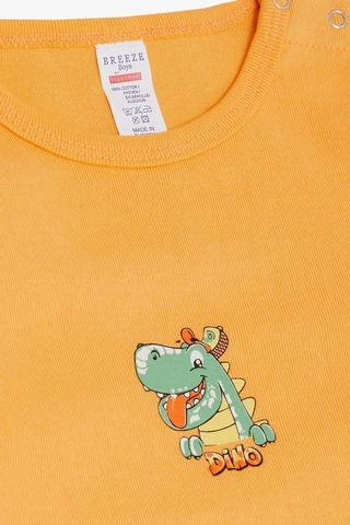 Breeze Erkek Bebek Çıtçıtlı Zıbın Body Mutlu Dinozor Baskılı 9 Ay-3 Yaş, Somon Somon