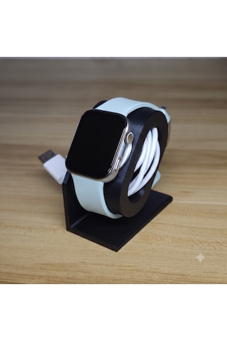 Hw Fit 4 / Fit 4 Pro / Watch 5 Uyumlu Akıllı Saat Masaüstü Şarj Standı & Kablo Tutucu - Siyah