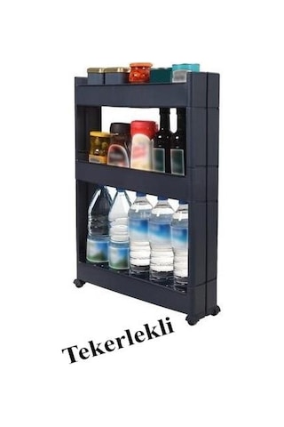 Slim Organizer 3 Katlı Plastik Banyo / Mutfak Düzenleyici Raf Antrasit 49,5 14 80 Cm Antrasit