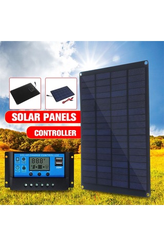 Konesam 10w Tekkristal Silisyum Güneş Paneli + 10a Akıllı Kontrolcü, Usb Cihaz Şarjı, Kamp Ve Acil Durumlar İçin Taşınabilir Koruma Sistemi Diğer