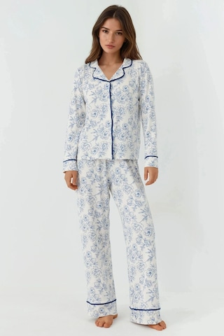 Hiccup Çiçek Desenli Uzun Kollu Ev Giyim Pijama Takımı Çok renkli