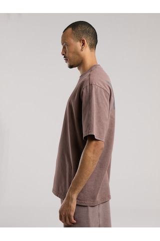 Everlast Bronx 1910 Oversize Yıkamalı Kahverengi Erkek Tişört Kahverengi