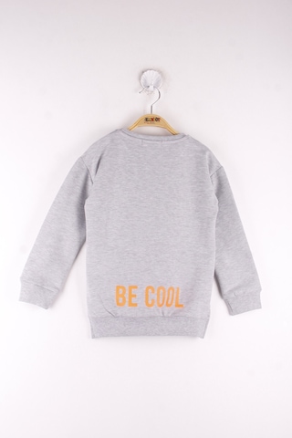 Toontoy Kız Çocuk Relax Fit Bisiklet Yaka Baskılı Sweatshirt - 2 İplik Gri