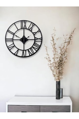 30 Cm Çapında Roma Rakamlı Metal Duvar Saati, Şık Tasarım 0240-keçe-şekilli-48cm
